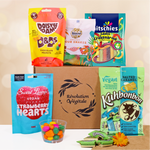 Box cadeau vegan avec 5 paquets de bonbons