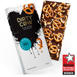 Tablette de chocolat noir Dirtycow avec morceau de bretzel à l'intérieur