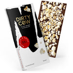 Tablette de chocolat noir Dirtycow avec morceau de pop corn à l'intérieur