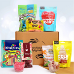 Box cadeau vegan avec 7 paquets de bonbons