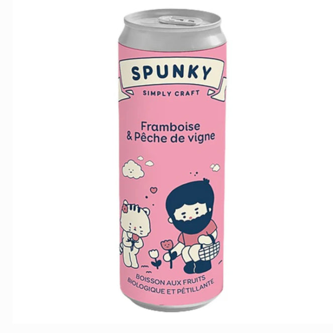 Canette rose Spunky parfum framboise et pêche de vigne