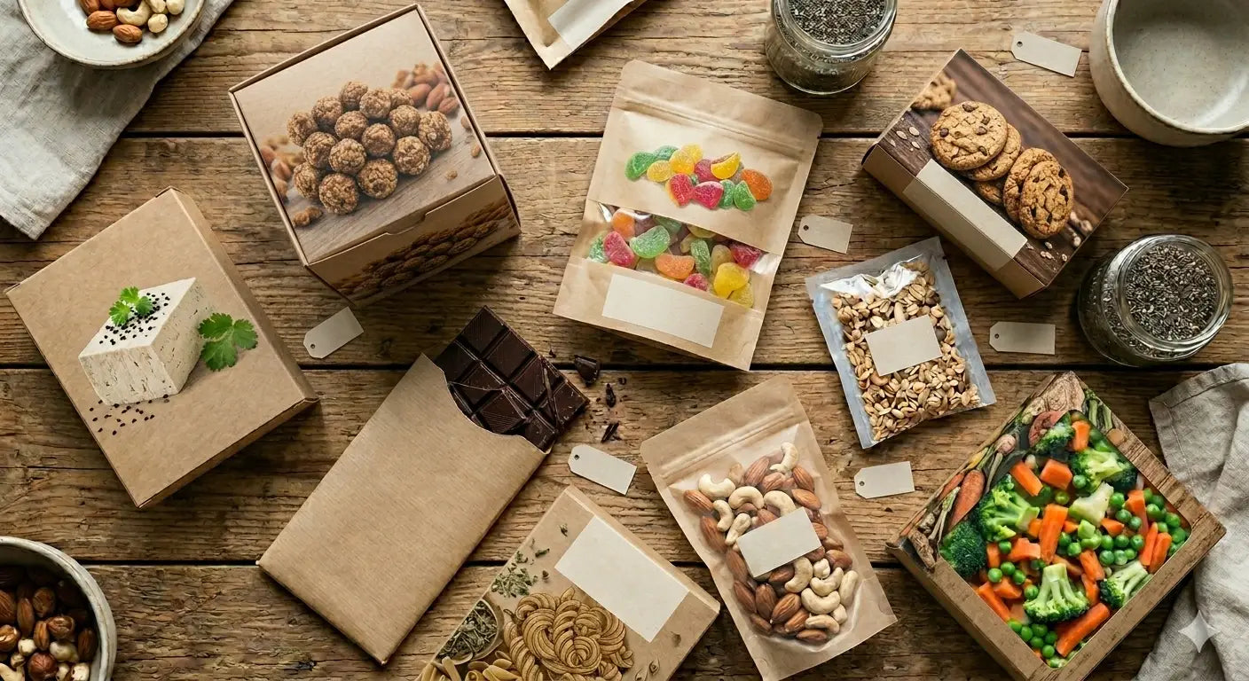 Produits vegan dans des emballages en carton