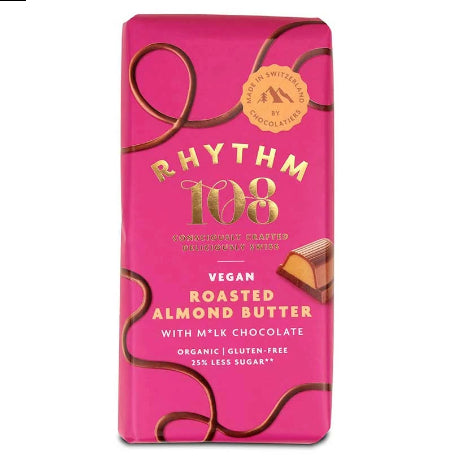 Tablette de chocolat Rhythm 108 dans son emballage rose et doré
